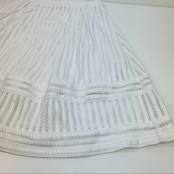 H&M Lace Skirt White Bohemian Mesh A Line Size 12 - Picture 4 of 10